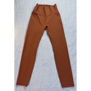 Born Primitive Legging Orange Sz Medium High Rise Pockets Crop Running Active